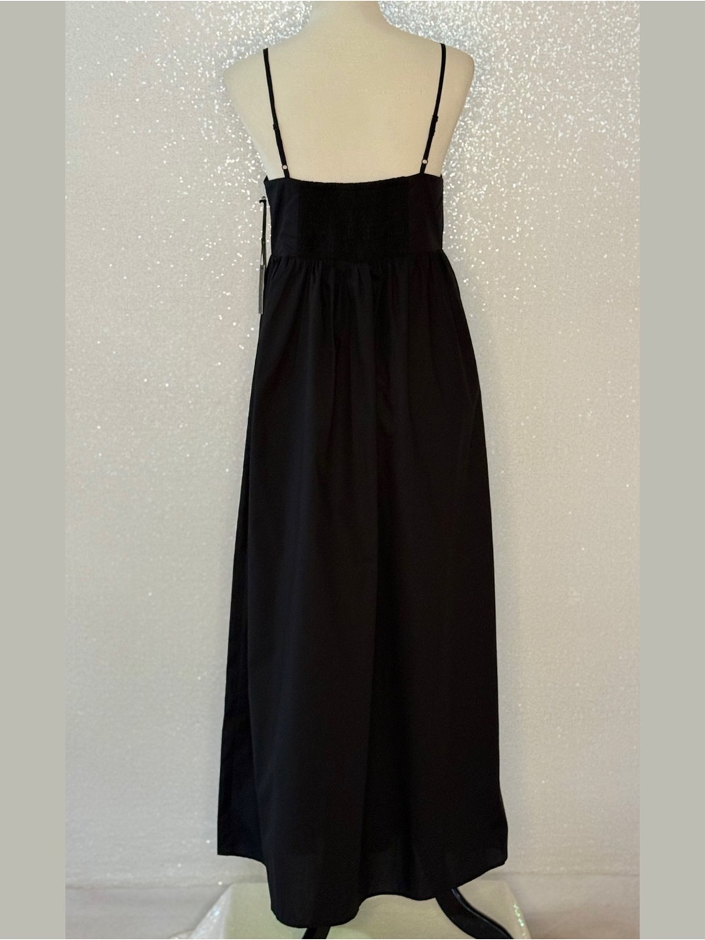 1.STATE Bow Front Cotton Midi Dress Black Lightweight Women’s Size Medium NWT - Picture 7 of 14